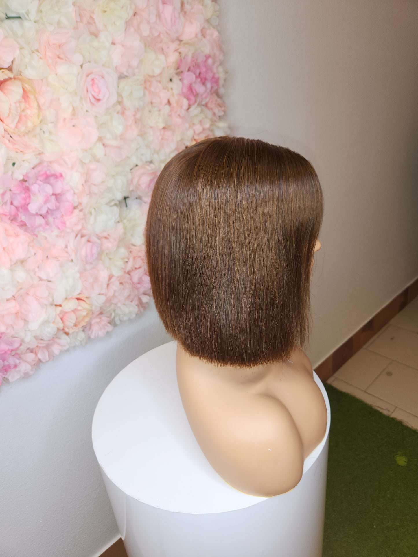 Brown blunt cut bob